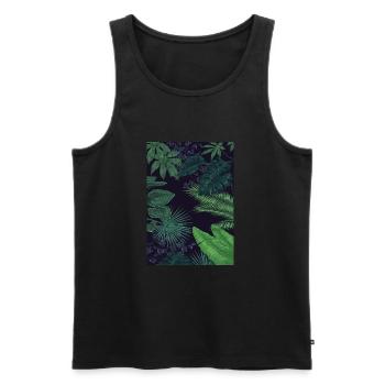 Tropical leaves - Men's Premium Organic Tank Top - black - Front - AI Model Male 178 light (178cm)
