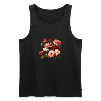 Bouquet of flowers, peonies, poppies, vintage, flower - Men's Premium Organic Tank Top - black - Front - AI Model Male 178 light (178cm)