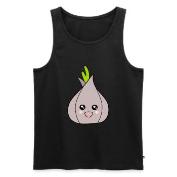 Kawaii Oignon Ail Kawaii Légumes Kawaii Fruits Kawaii - Débardeur bio Premium Homme - noir - Devant - AI Model Male 178 light (178cm)