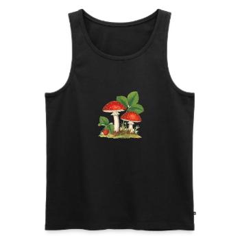 erdbeeren,vintage,retro,fliegenpilz,wald - Männer Premium Bio Tank Top - Schwarz - Vorne - AI Model Male 178 light (178cm)
