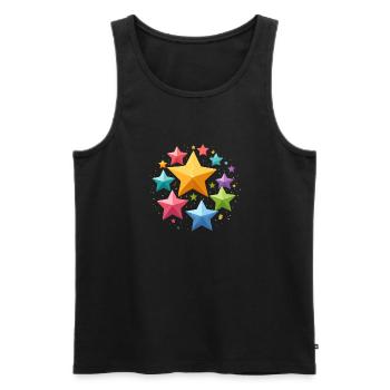 étoiles colorées, paillettes, étoiles, étoile - Débardeur bio Premium Homme - noir - Devant - AI Model Male 178 light (178cm)