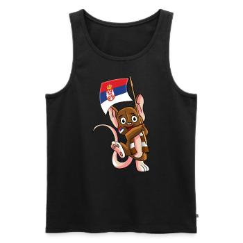 Serbien Fan Maus - Männer Premium Bio Tank Top - Schwarz - Vorne - Michal (187cm)