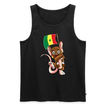 Senegal Fan Maus - Männer Premium Bio Tank Top - Schwarz - Vorne - Michal (187cm)