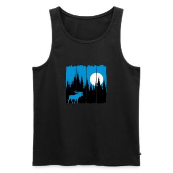 Elch vor Mond/Sonne Waldbewohner Wald Hirsch Tier - Männer Premium Bio Tank Top - Schwarz - Vorne - AI Model Male 178 light (178cm)