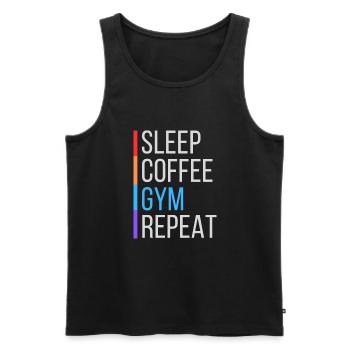 Kaffee Fitnessraum lustig - Männer Premium Bio Tank Top - Schwarz - Vorne - AI Model Male 178 light (178cm)