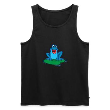 Frog Funny Cheerful Cute Blue Fun Gift - Men's Premium Organic Tank Top - black - Front - AI Model Male 178 light (178cm)