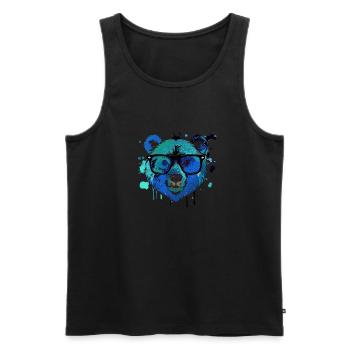 Ours,graffiti ,peinture , coloré,nerd - Débardeur bio Premium Homme - noir - Devant - Michal (187cm)