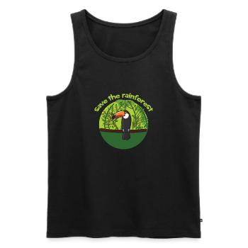 L'oiseau toucan comme symbole pour sauver la forêt tropicale - Débardeur bio Premium Homme - noir - Devant - AI Model Male 178 light (178cm)