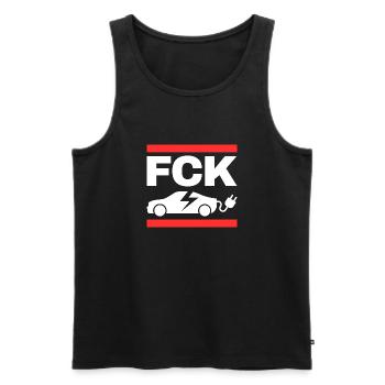 Lustiges FCK E-Auto Vintage Retro Design white - Männer Premium Bio Tank Top - Schwarz - Vorne - AI Model Male 178 light (178cm)
