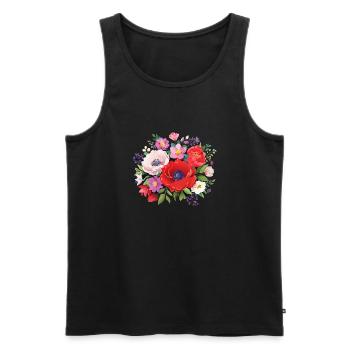 Bouquet of flowers, peonies, poppies, vintage, flower - Men's Premium Organic Tank Top - black - Front - AI Model Male 178 light (178cm)