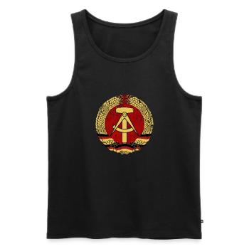 DDR Vintage Logo Emblem - Débardeur bio Premium Homme - noir - Devant - AI Model Male 178 light (178cm)