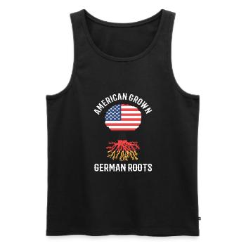 American German - Men's Premium Organic Tank Top - black - Front - AI Model Male 178 light (178cm)