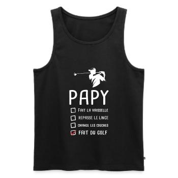 Papy golfer papi golf grandfather funny gift - Men's Premium Organic Tank Top - black - Front - AI Model Male 178 light (178cm)