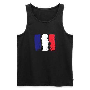 France Flag Distressed Look French Flag - Men's Premium Organic Tank Top - black - Front - AI Model Male 178 light (178cm)