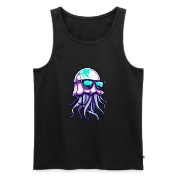 Qualle Cool Comic - Männer Premium Bio Tank Top - Schwarz - Vorne - Michal (187cm)