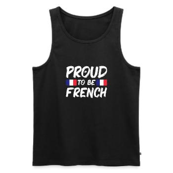 Drapeau de la France Look en détresse Drapeau français - Débardeur bio Premium Homme - noir - Devant - AI Model Male 178 light (178cm)