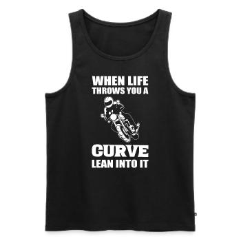 When Life Throws You A Curve Lean Into It Motorrad - Männer Premium Bio Tank Top - Schwarz - Vorne - Michal (187cm)
