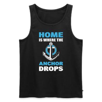 Home Is Where The Anchor Drops Bootskapitän - Männer Premium Bio Tank Top - Schwarz - Vorne - AI Model Male 178 light (178cm)