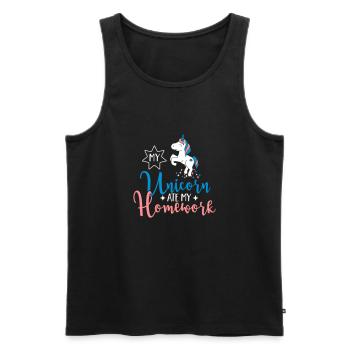 My Unicorn ate my Homework - Hausaufgaben -Einhorn - Männer Premium Bio Tank Top - Schwarz - Vorne - Michal (187cm)