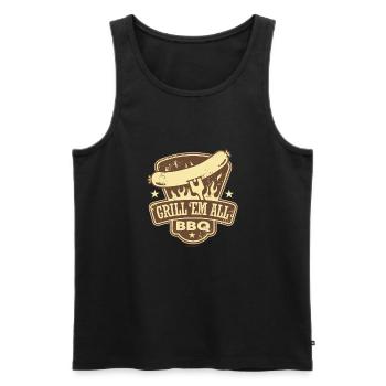 BBQ - Du grillst einfach alles - grill em all BBQ - Männer Premium Bio Tank Top - Schwarz - Vorne - Michal (187cm)