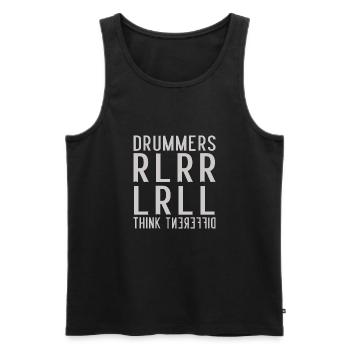Drummers think different - Paradiddle - Men's Premium Organic Tank Top - black - Front - AI Model Male 178 light (178cm)