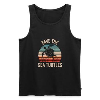 Sauvez les tortues de mer Rétro Vintage Changement climatique - Débardeur bio Premium Homme - noir - Devant - Michal (187cm)