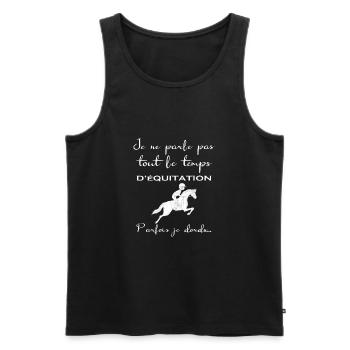 humour cavalières - monitrice équitation - cheval - Débardeur bio Premium Homme - noir - Devant - Michal (187cm)