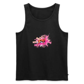 gazelle, illustration ,graffiti ,pink,colorful - Men's Premium Organic Tank Top - black - Front - Michal (187cm)