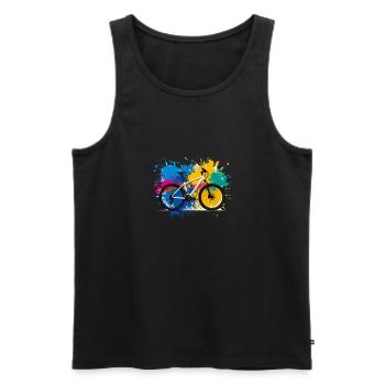 illustration,VTT,vélo de route,graffiti,coloré - Débardeur bio Premium Homme - noir - Devant - Michal (187cm)