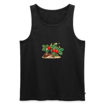 fraises, vintage, rétro, dessin, hérisson - Débardeur bio Premium Homme - noir - Devant - AI Model Male 178 light (178cm)