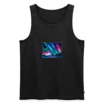 Polarlichter,Sterne,Nacht,Planeten,Himmel - Männer Premium Bio Tank Top - Schwarz - Vorne - AI Model Male 178 light (178cm)