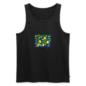 Amalfi, lemons, porcelain, ceramics, lemon - Men's Premium Organic Tank Top - black - Front - Michal (187cm)