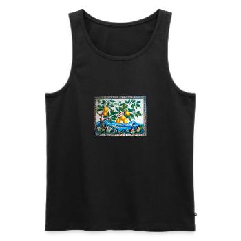 Amalfi, Lemons, Porcelain, Landscape, Lemon - Men's Premium Organic Tank Top - black - Front - Michal (187cm)