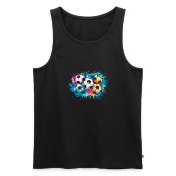 Fußball,Bälle,bunt,Graffiti,Malerei, illustration - Männer Premium Bio Tank Top - Schwarz - Vorne - Michal (187cm)