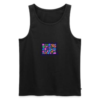 neonglitzernden, nostalgisch,Popkultur,retro - Männer Premium Bio Tank Top - Schwarz - Vorne - AI Model Male 178 light (178cm)