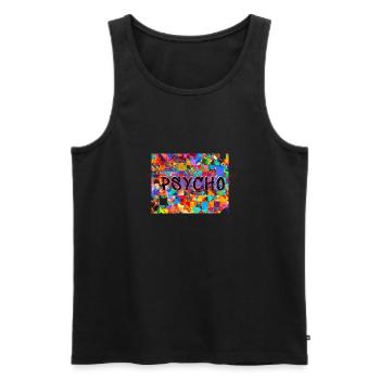 Muster ,Pop- Art, psycho,psychedelisch - Männer Premium Bio Tank Top - Schwarz - Vorne - AI Model Male 178 light (178cm)