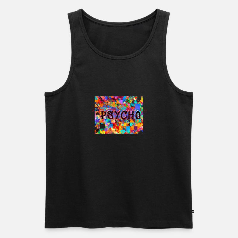Pattern, Pop Art, Psycho, Psychedelic - Men's Premium Organic Tank Top - black