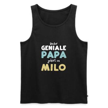 Dieser Geniale Papa Gehört Zu Milo - Männer Premium Bio Tank Top - Schwarz - Vorne - AI Model Male 178 light (178cm)