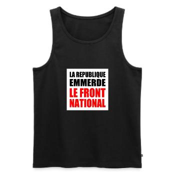 la republique emmerde le front national - Débardeur bio Premium Homme - noir - Devant - AI Model Male 178 light (178cm)