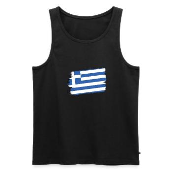 Drapeau de la Grèce Hellas Athènes Drapeau grec - Débardeur bio Premium Homme - noir - Devant - AI Model Male 178 light (178cm)