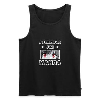 j'peux pas j'ai manga - idée cadeau fun humour - Débardeur bio Premium Homme - noir - Devant - AI Model Male 178 light (178cm)