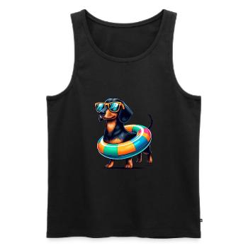 Dachshund Hunting Dog with Dogs Summer and Beach Dog - Men's Premium Organic Tank Top - black - Front - AI Model Male 178 light (178cm)