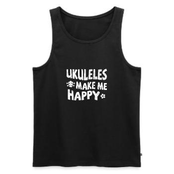 Ukuleles make me happy - Men's Premium Organic Tank Top - black - Front - Michal (187cm)
