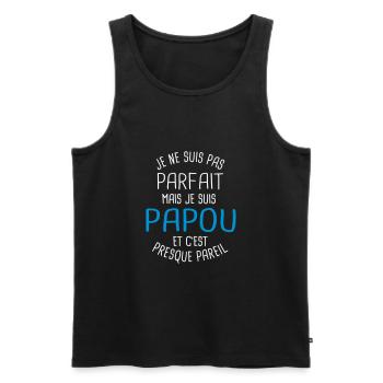 Pas parfait mais papou - Débardeur bio Premium Homme - noir - Devant - Michal (187cm)