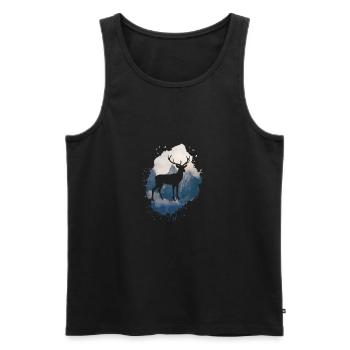 nature,nature,deer,trees,mountains,landscape,forest - Men's Premium Organic Tank Top - black - Front - AI Model Male 178 light (178cm)
