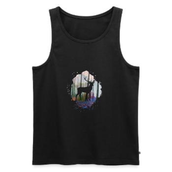 nature,nature,deer,trees,mountains,landscape,forest - Men's Premium Organic Tank Top - black - Front - AI Model Male 178 light (178cm)