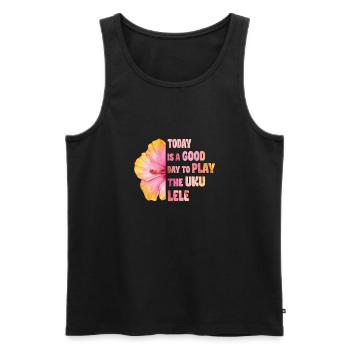 Today is a good day to play the Ukulele Hibiscus - Men's Premium Organic Tank Top - black - Front - Michal (187cm)