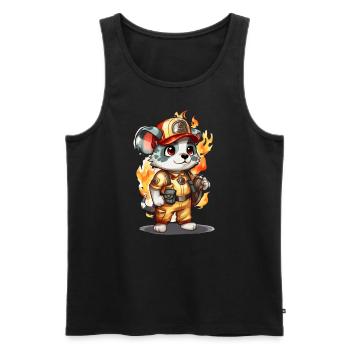 Pompier animal mignon, animaux - Débardeur bio Premium Homme - noir - Devant - AI Model Male 178 light (178cm)