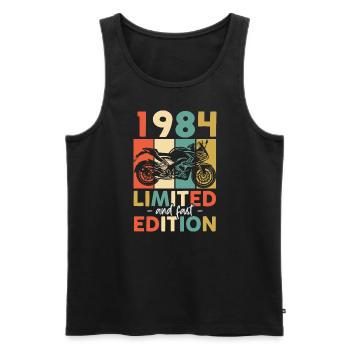 1984 - Edition limitée et rapide - 1984 Anniversaire - Débardeur bio Premium Homme - noir - Devant - AI Model Male 178 light (178cm)