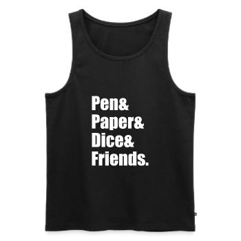 Pen & Paper & Dice & Friends. Cadeau RPG - Débardeur bio Premium Homme - noir - Devant - Michal (187cm)